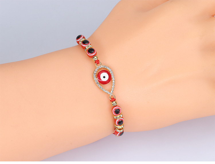 1 Piece Fashion Devil's Eye Mixed Materials Beaded Hollow Out Inlay Zircon Unisex Bracelets display picture 2