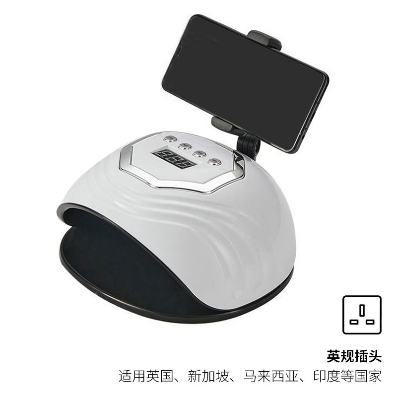 Lámpara de Fototerapia para Uñas de 86W con Soporte para Teléfono Móvil, Lámpara UV LED de Doble Fuente de Luz para Curado de Uñas, Gran Venta Transfronteriza