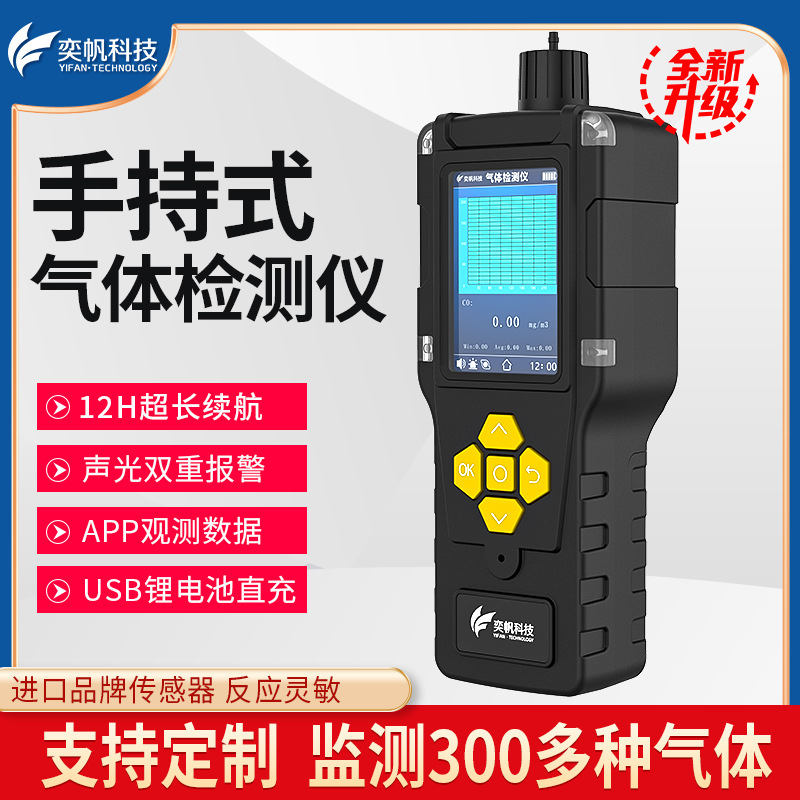 手持VOC气体报警器便携泵吸式氧气探测甲烷臭氧四合一有毒检测仪