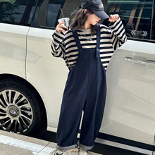 女童秋装套装2025新款洋气条纹卫衣儿童春秋季大童时髦牛仔背带裤