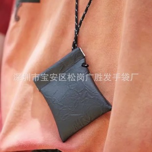 Neck-hanging Key Bag Japanese Style Retro All-match Neck-hanging Bag Card Bag Headset Bag PU Leather Bag Key Change
