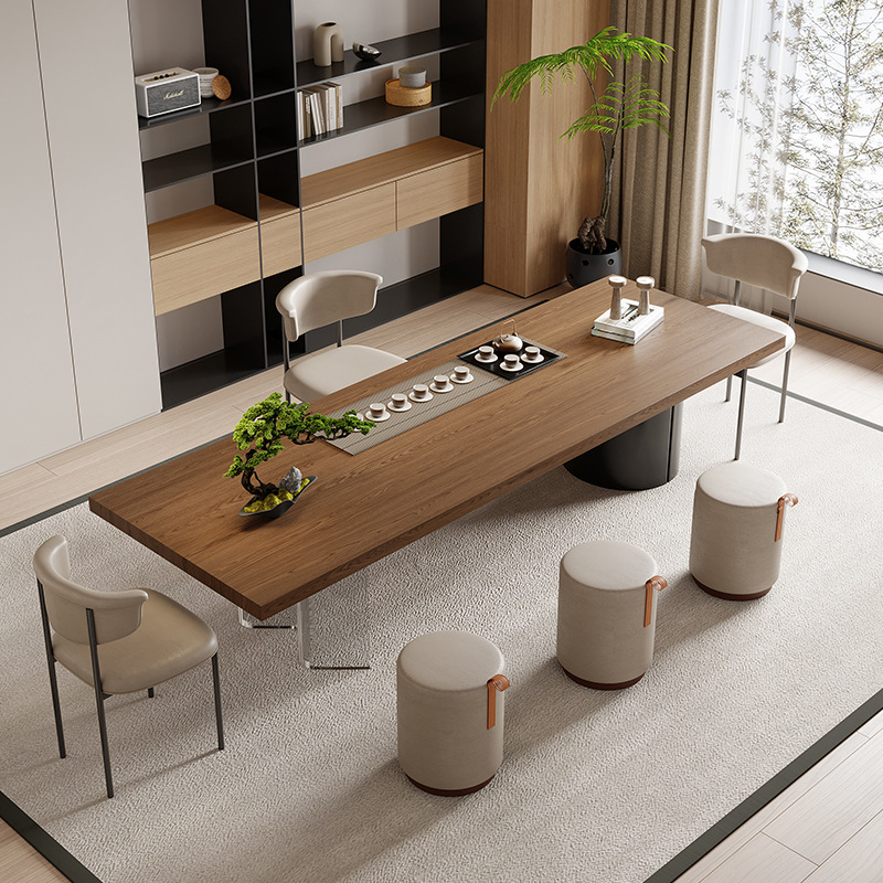 1.8m 티 테이블 + 바다 범람 의자 * 3 + 푹신한 의자 * 3