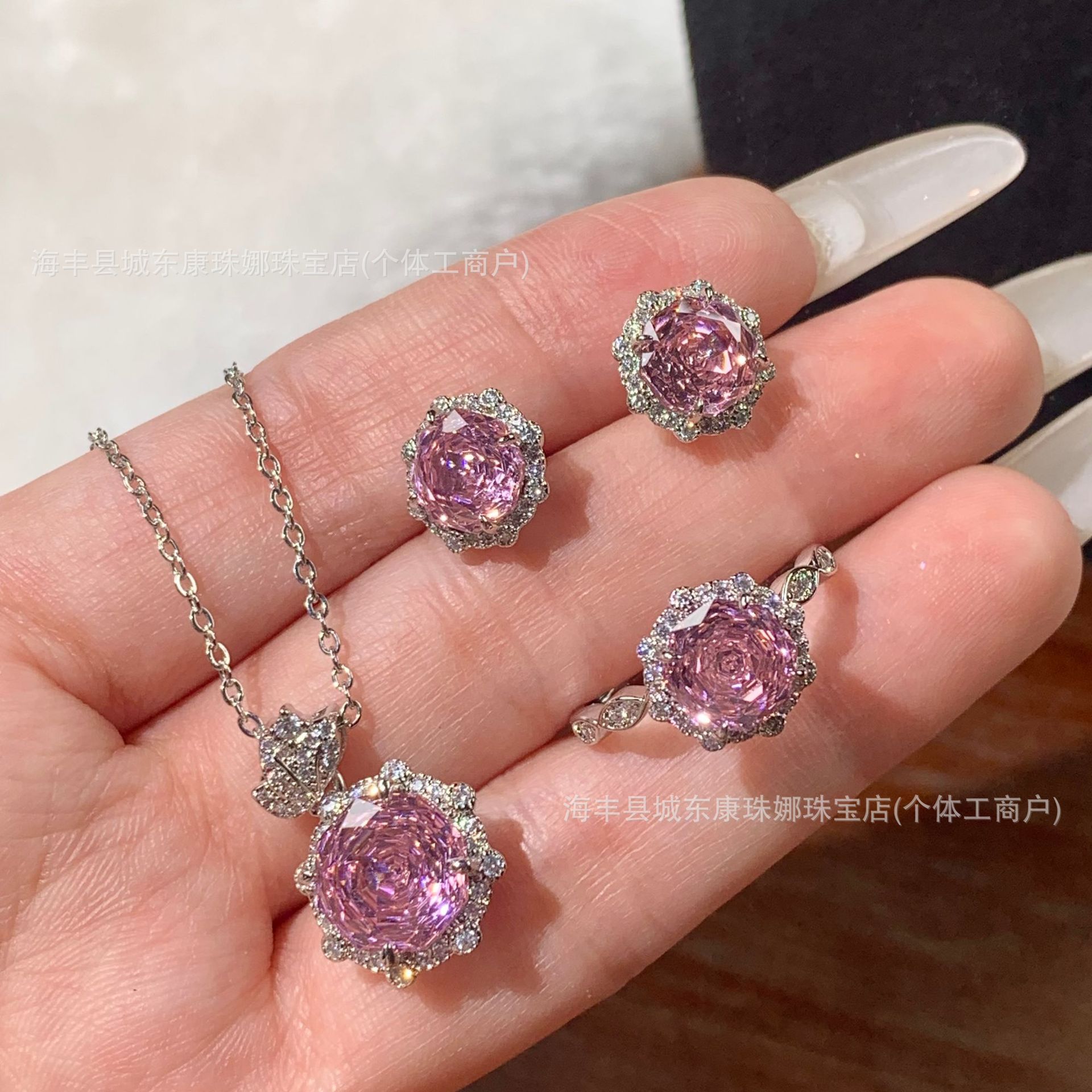 Ventas transfronterizas calientes ultra-brillante collar de corte de 1000 tonos colorido Bao tres piezas de moda nuevas joyas de alta calidad image 28