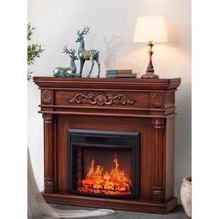 American retro porch fireplace decoration cabinet carved European villa living room simulation flame mantel heater