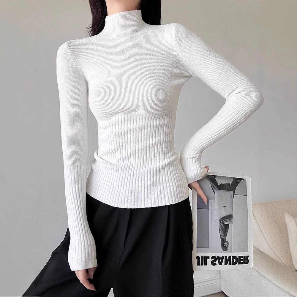 Французский темперамент черный свитер с половиной воротника