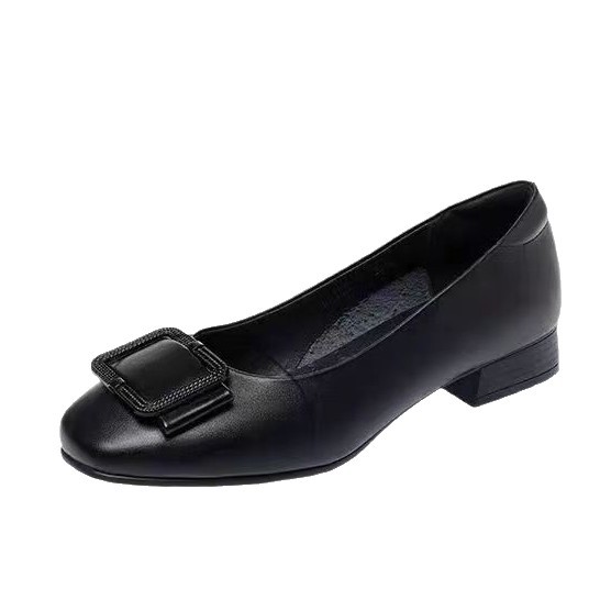 2026 primavera y verano nuevos tacones gruesos resistentes al desgaste, zapatos de trabajo de madres con un pedazo de zapatos de mujer