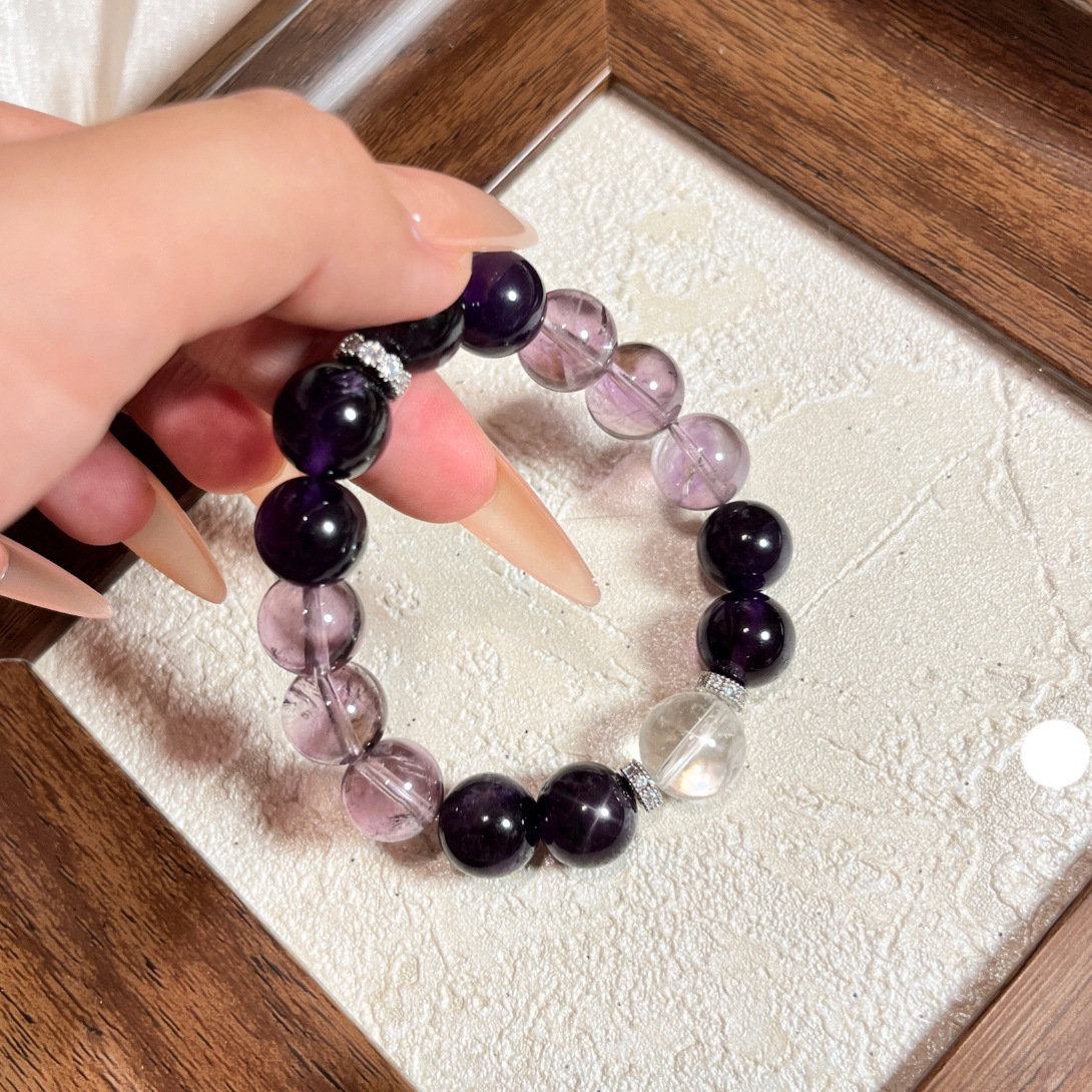 [on This Iris] Natural Amethyst Bracelet Postgraduate Entrance Examination Good Luck Fantasy Lavender Amethyst Bracelet Gift