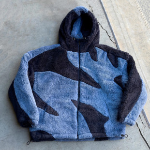 In-Stock 2025 European and American Cross-Border Autumn and Winter Patchwork Cardigan Zipper Casual Personality Hooded Trendy Street Sweatshirt Wholesale