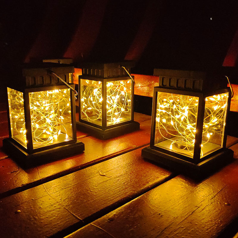 Cross-border Amazon hot solar small palace lamp outdoor garden lamp handle small hanging lamp garden star candle lamp