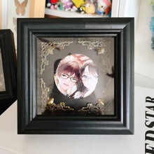 欧式玻璃黑色相框中空立体谷子谷美吧唧展示框木质画框装裱框架