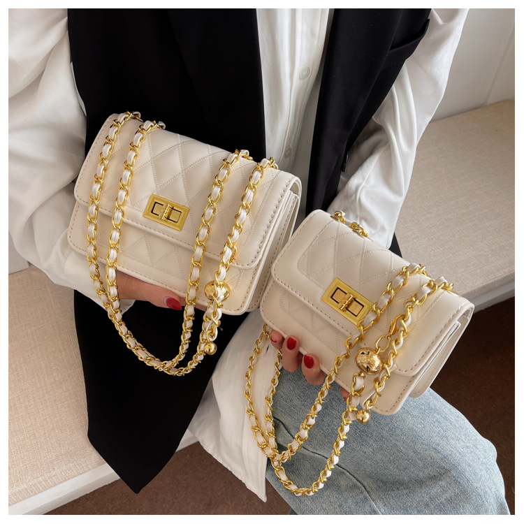 Fashion Lock Lingge Chain Fashion Geometric Shoulder Bag Wholesale display picture 1