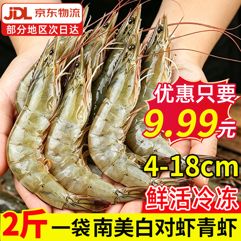 鲜活大虾无冰厄瓜多尔白虾生鲜冻品南美白对虾青虾基围虾海鲜水产