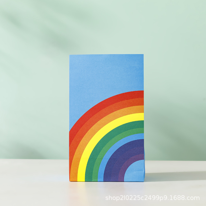 Nuevo Rainbow Kraft bolsa de embalaje de papel tuerca snack regalo bolsa de papel de embalaje regalo fondo cuadrado bolsa de fondo plano