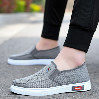 2022夏季网眼鞋一脚蹬轻便舒适潮流网面现货批发透气男鞋懒人板鞋