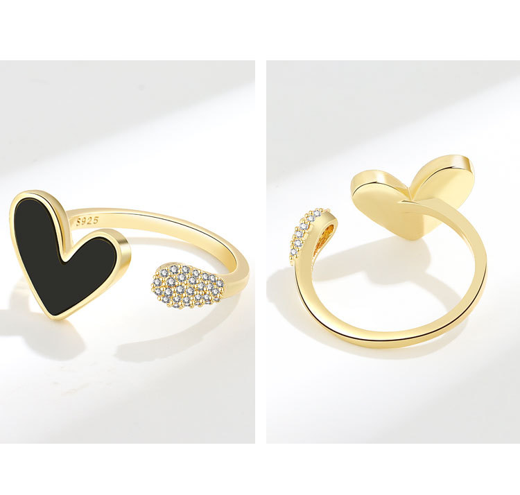 Fashion Heart Shape Copper Inlay Zircon Rings 1 Piece
