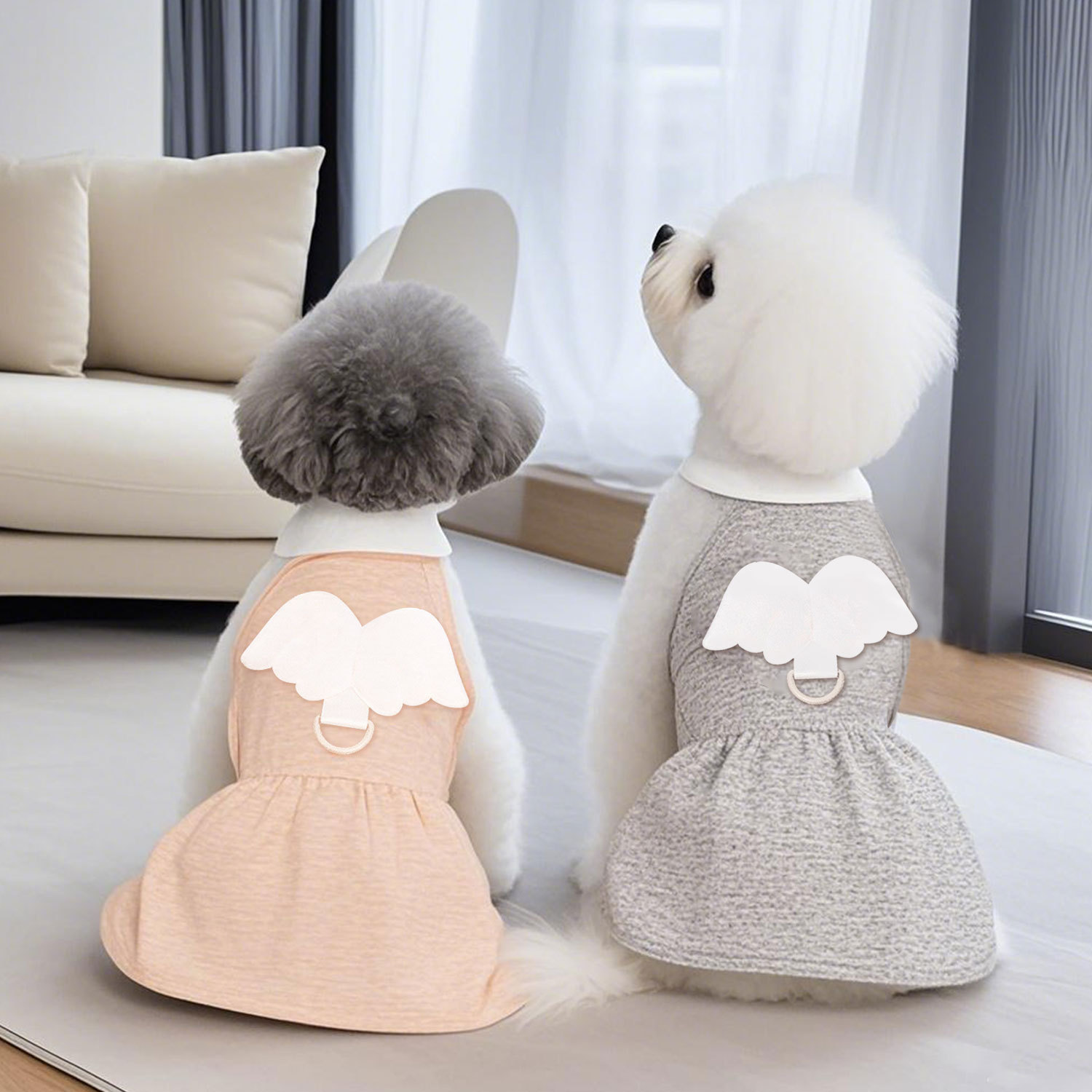 Primavera y verano perro princesa viento lindo pequeño vestido coreano falda de ángel gato ropa de perro mascota