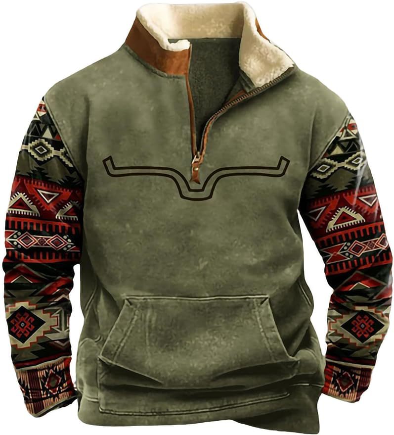 Men's Spring/Summer 3D Digital-Printed Half-Zip Hoodie With High Neck_viptrois.com
