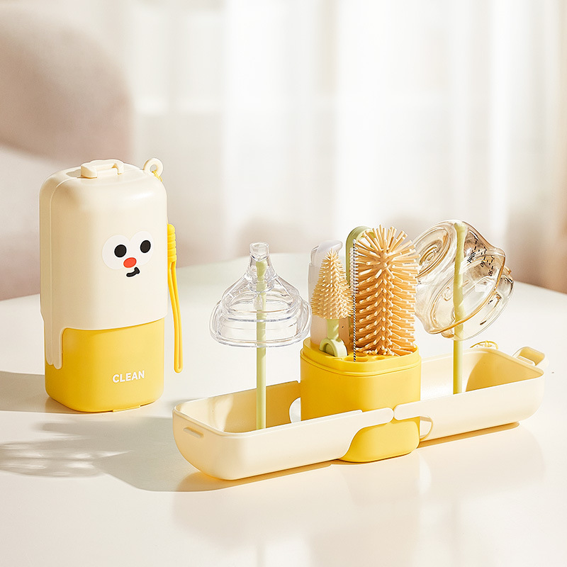 【オリジナル】7in1ベビーミルクボトルブラシ 携帯用クリーニングブラシ 赤ちゃん専用トラベルセット 食品用乳首ブラシ|undefined