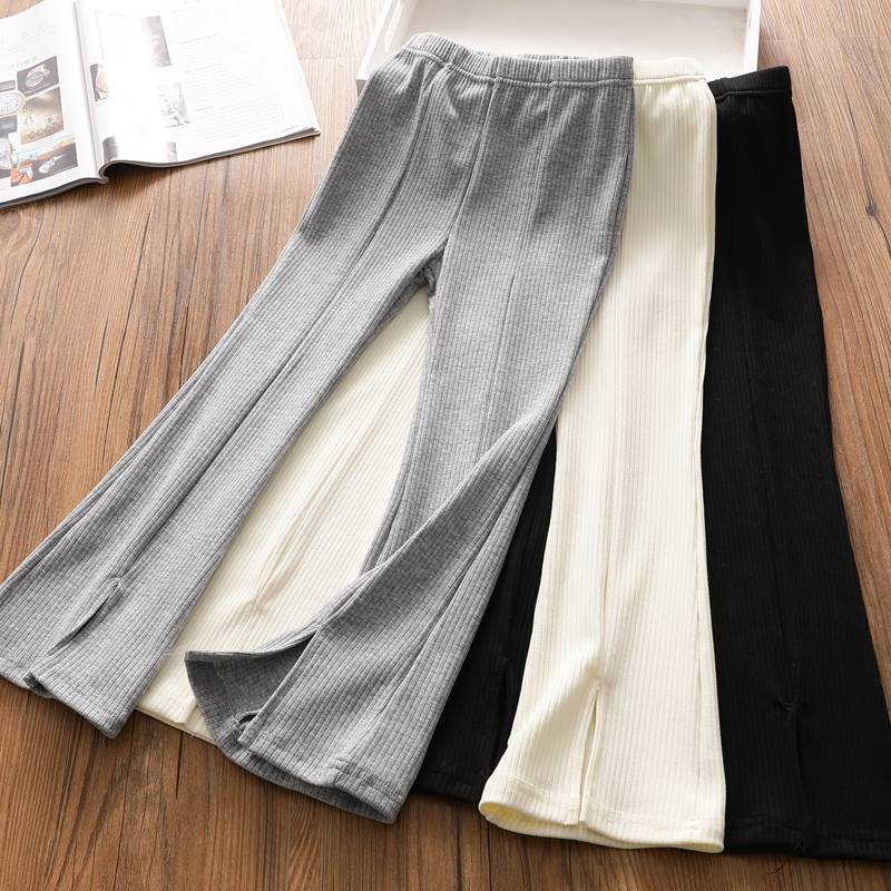 Summer Girls' Ice Silk Pants 2025 New Medium and Large Kidsren's Wide-Leg Pants Slimming Look Slit Flared Pants Kidsren's Anti-Mosquito Pants for Women