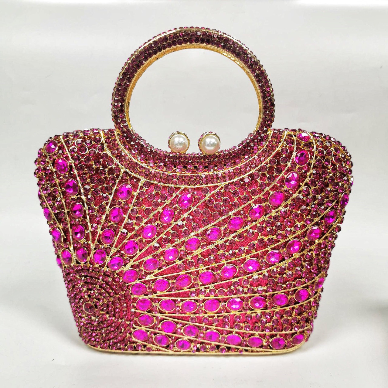 Túi clutch nữ đính đá dạ hội dáng đứng đeo chéo xách tay phong cách châu Âu — bạc, Bạc AB, màu vàng, Champagne màu