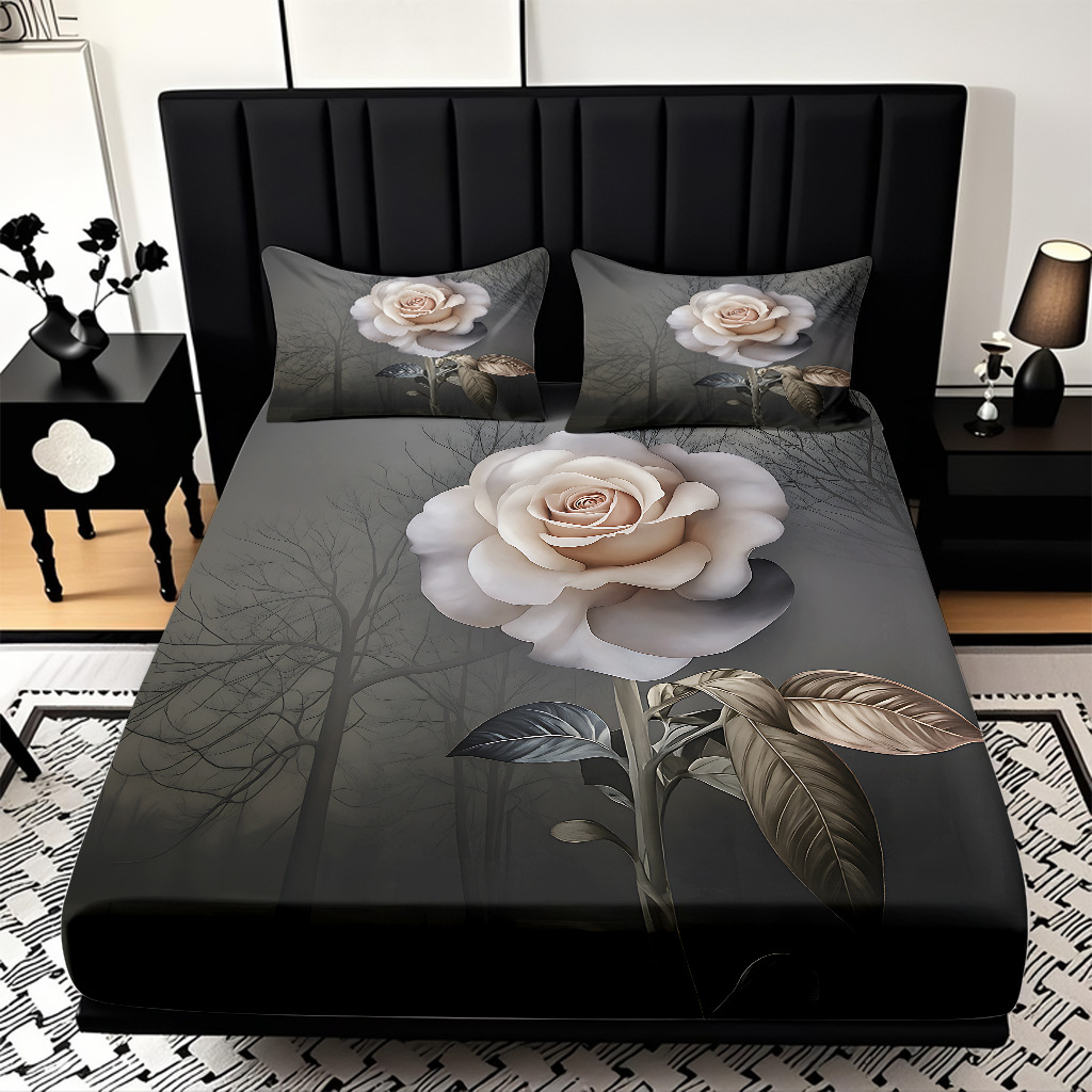 TEMU / JIT serie de flores de rosa multicolor 3D impresión digital set de cama para diseñar el fabricante de la fuente