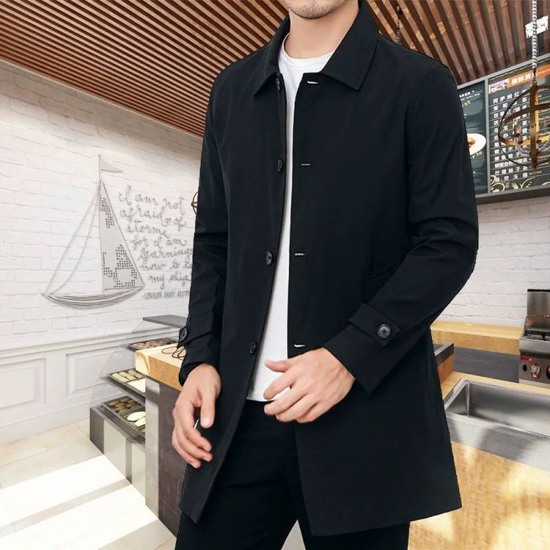 Весенняя одежда, весна, средняя длина, модная мужская элегантная одежда, европейский и американский весенне-осенний стиль, мужская ветровка с большим животом, верхняя одежда больших размеров.