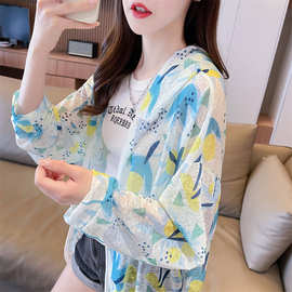 冰丝纳米丝薄款中长款宽松开衫拉链防晒衣连帽外套女