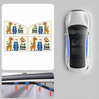 Car curtains | Privacy Protection - zoo-full-car-four-piece-set