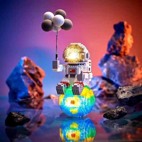Compatible with Lego Luminous Astronaut Cartoon Doll Building Block Series Assembled Children's Educational Toys Gift Wholesale