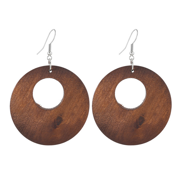 Demi-season retro wooden earrings