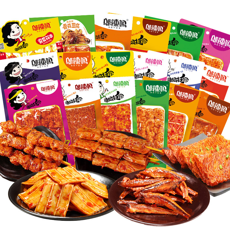 Wu La Mama Spicy Bean Gluten Tofu Dry Beef Garlic Sauce Vegetarian Steak Spicy Shredded Tofu Hunan Specialty Spicy Snacks Wholesale