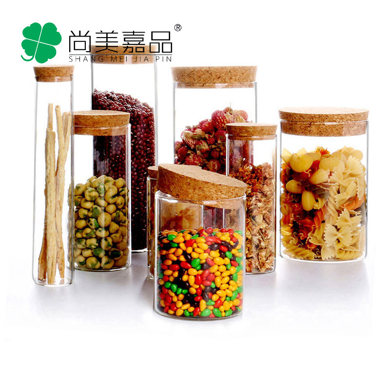 高硼硅木塞瓶花茶包装瓶食品防潮罐耐高温的密封罐玻璃食品罐
