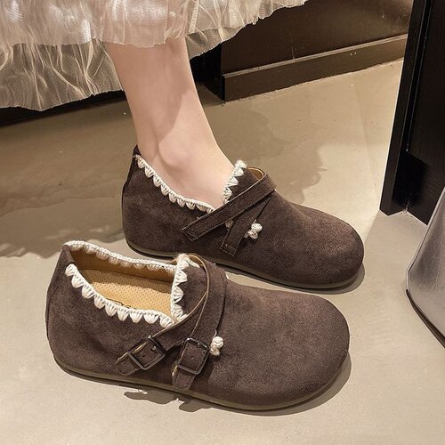 Popular and Bestselling Flat Birkenstock Shoes for Women, New Autumn Style, Fashionable and Versatile, Retro One-Piece Round-Toe Single Shoes