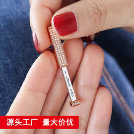 跨境货源节日礼物饰品铜材质镶钻伸缩立体棒刻I love you个性项链