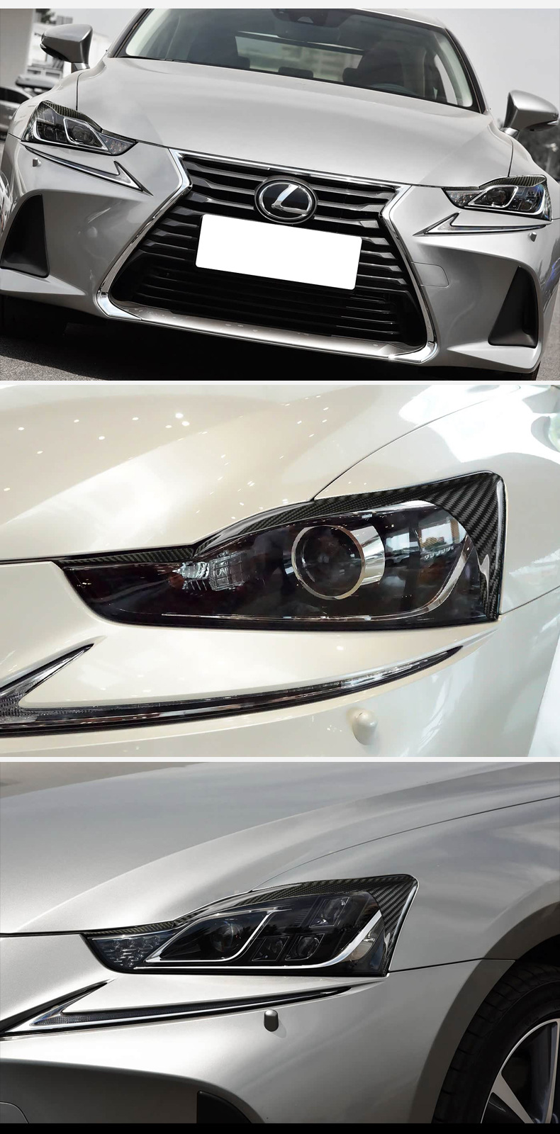Carbon Fiber Headlight Eyebrow Cover for Lexus IS 2013-2015
