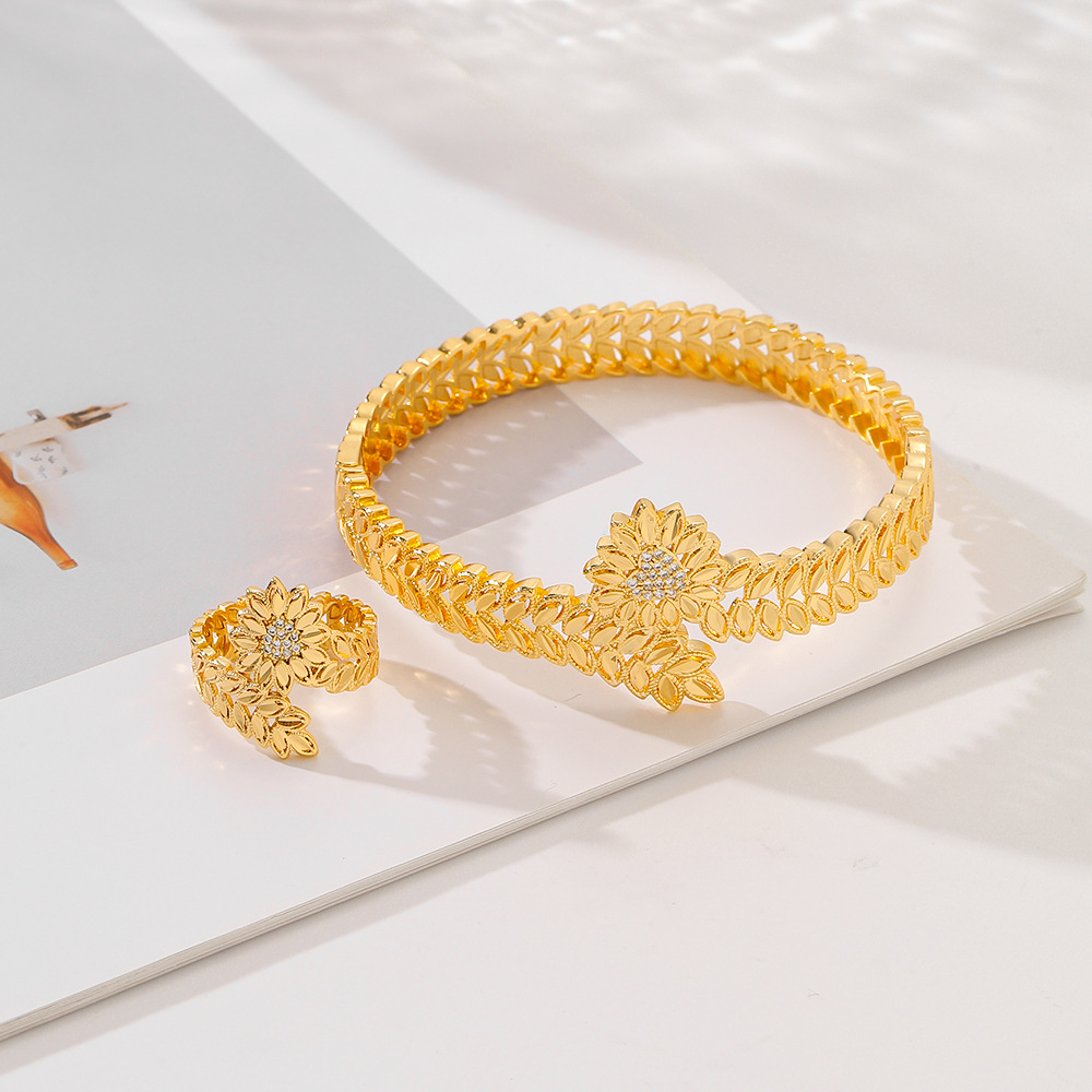 Explosiones populares selecciones transfronterizas juegos de joyería mujeres pulseras de piedra de bronce anillo de boca viva dos juegos de joyería nuevo