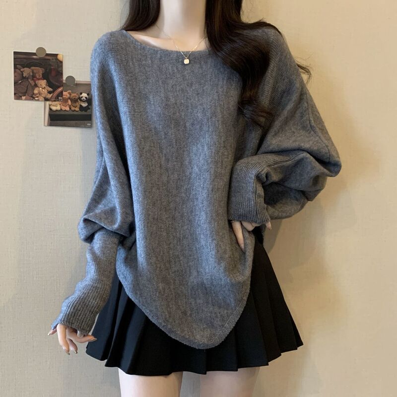 大码女装遮肚子慵懒风内搭毛衣女春秋胖妹妹宽松显瘦别致斗篷上衣|undefined