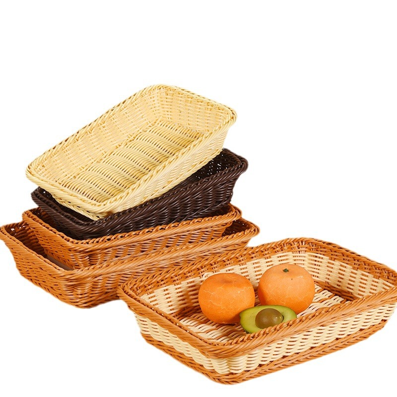 Imitation Rattan woven display Basket supermarket display fruit basket Rattan woven bread snack basket plastic storage basket not soft tread Imitation Rattan woven display Basket supermarket display fruit basket Rattan woven bread snack basket plastic storage basket not soft tread