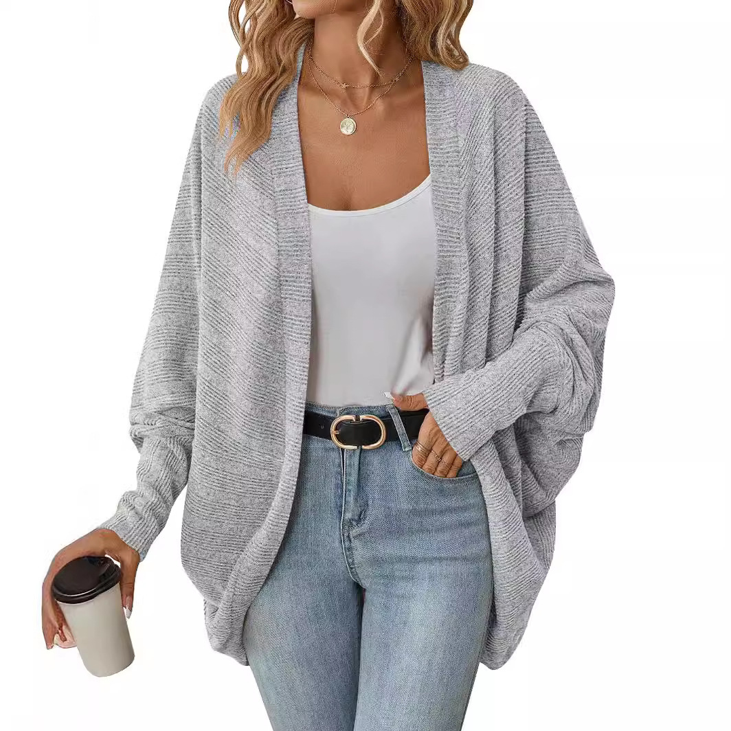 Oversized V-hals vest voor dames - Lange gebreide Coatigan (7 seizoenskleuren, S-XXL)_voghion.com
