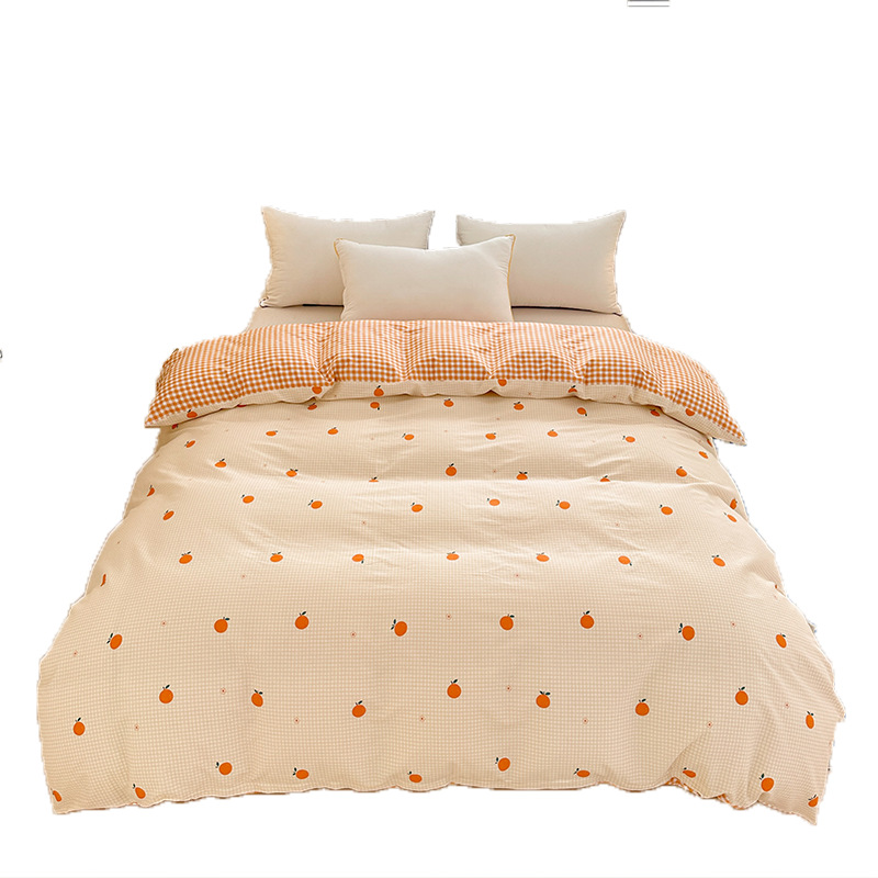 Cama de algodón de cuatro piezas, pequeña y fresca 2025 nueva funda de edredón de algodón, sábana, sábana, sábana, ropa de cama de dormitorio de tres piezas 4