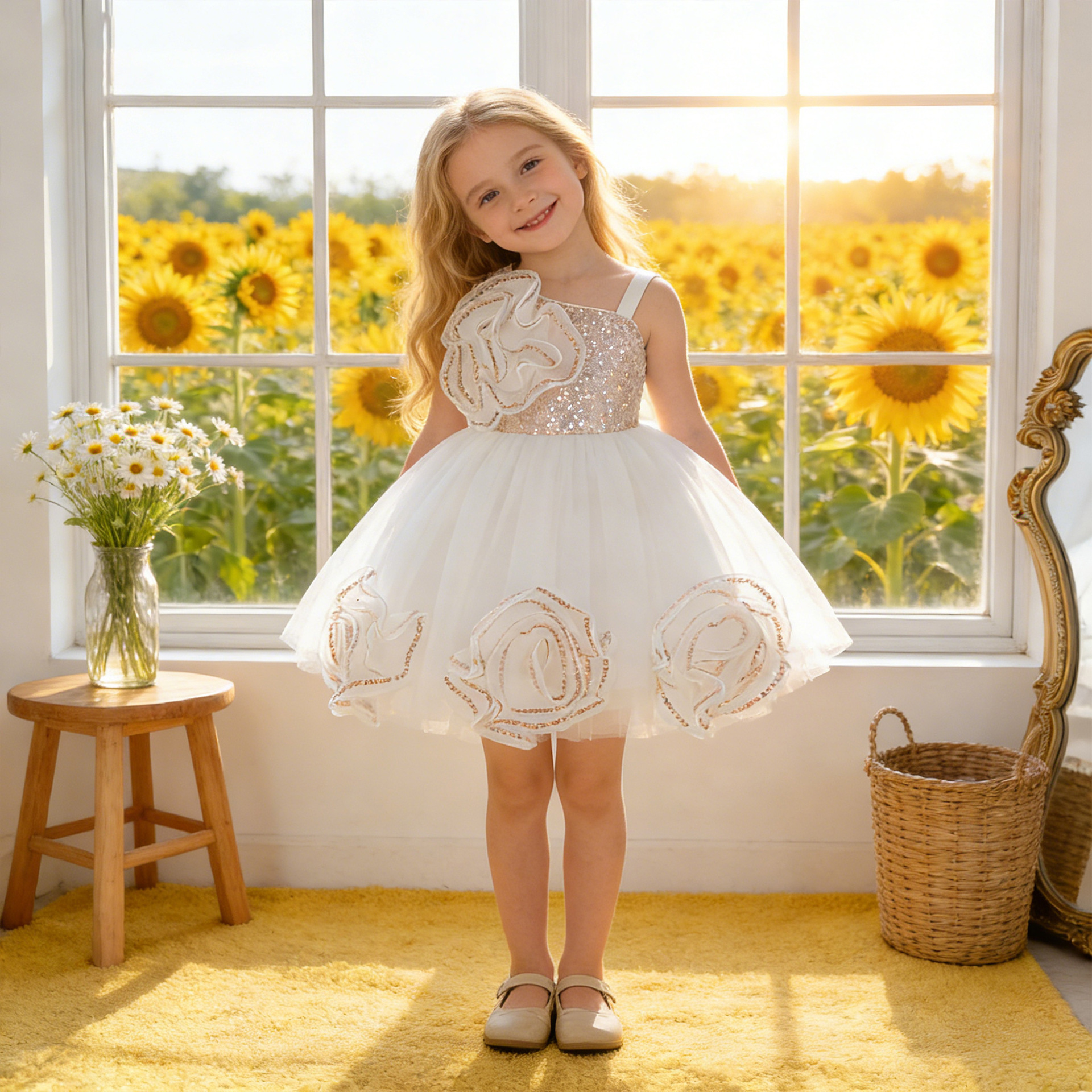 Vestido para niños de Amazon, vestido de princesa, vestido de flor, vestido de fiesta de niña de flores, vestido de noche de un año de bebé