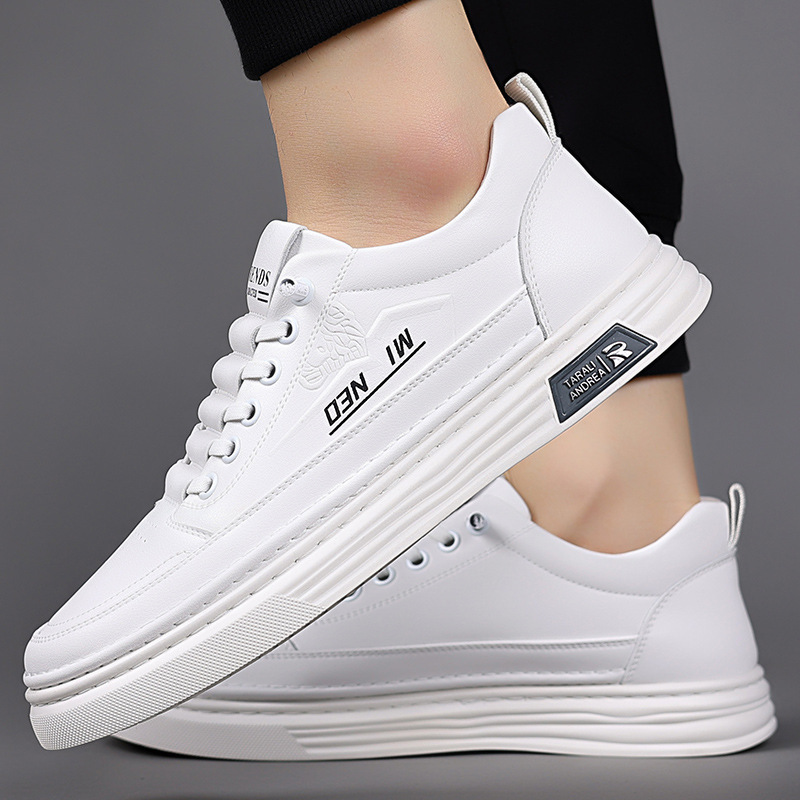 European Station Men's Leather Shoes Casual Board Shoes Internet Popular Trendy Breathable White Shoes high quality Business Shoes