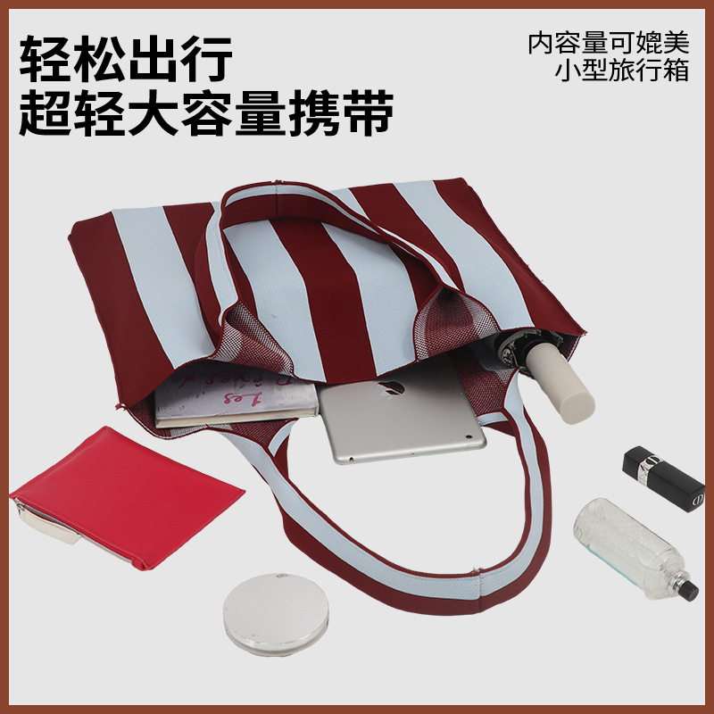 Bolsa de punto a raya mayorista personalizada de damas hombro de gran capacidad bolsa de mano universal simple pequeña bolsa fresca