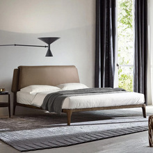 北欧实木床现代简约1.5米1.35小户型科技布艺主卧室1.8双人轻奢床