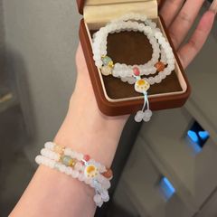 可爱炭烧猫爪三圈手串中式国潮编织闺蜜手链小众高颜值清透手饰