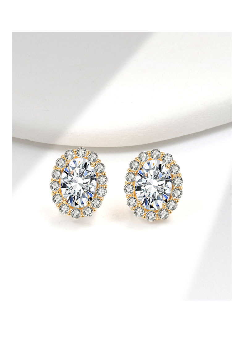 Women's Gender Plating Design 1 Pair 925 Sterling Silver Zircon 925 Sterling Silver Earrings Geometric Ear Studs