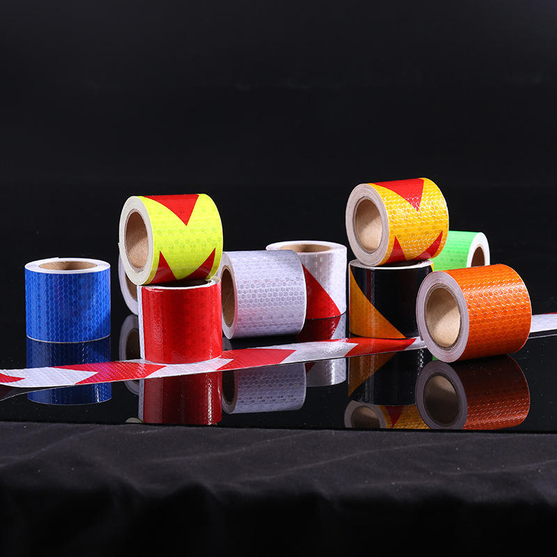 反光胶带晶彩格现货亮度高批发货车箭头小纸管夜间标识车贴反光膜