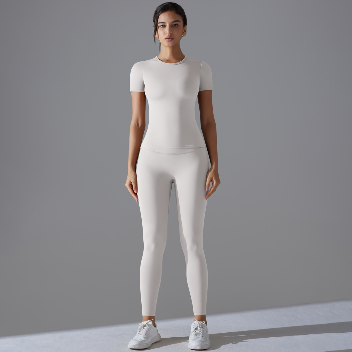 Nuevo color sólido de doble cara abrasiva ajustada alta elástica trajes de yoga transpirables para correr fitness trajes de yoga para mujeres image 6