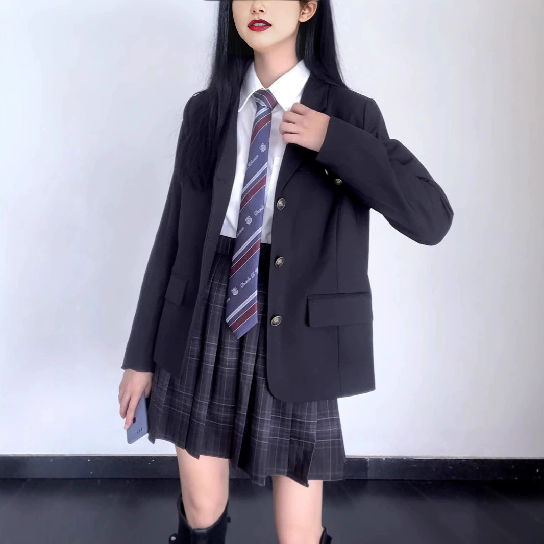 Японский пиджак JK Основы для девочек Черная тройная пряжка