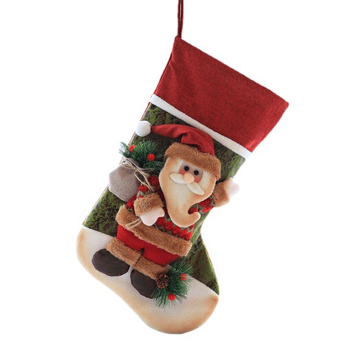 Green Lemon Christmas Decorations Gift Bag Christmas Socks Old Man Snowman Pattern Three-dimensional Christmas Large Socks